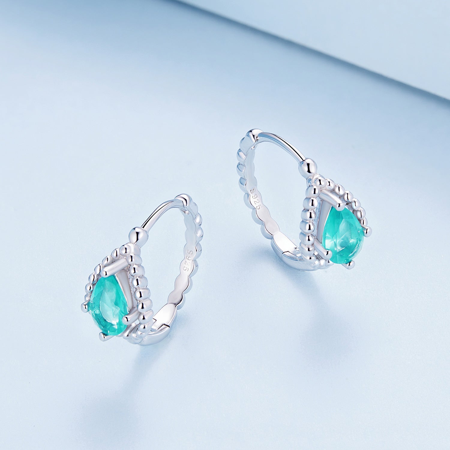 925 Sterling Silver Earrings with Pavé Setting and Transparent Glass  DestGlow