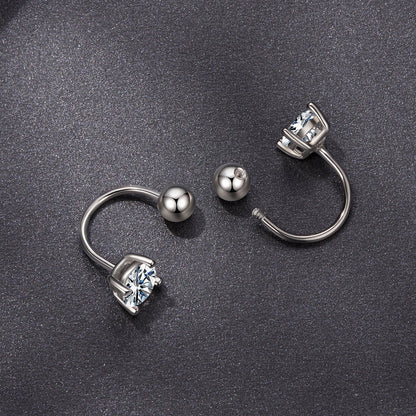 925 Sterling Silver Moissanite 0.1ct Earrings 1.3cm for Women