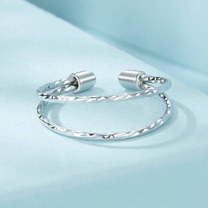 925 Sterling Silver &amp; White Gold Plated Ring for Women - Stylish Width 2.3-6.3mm  DestGlow