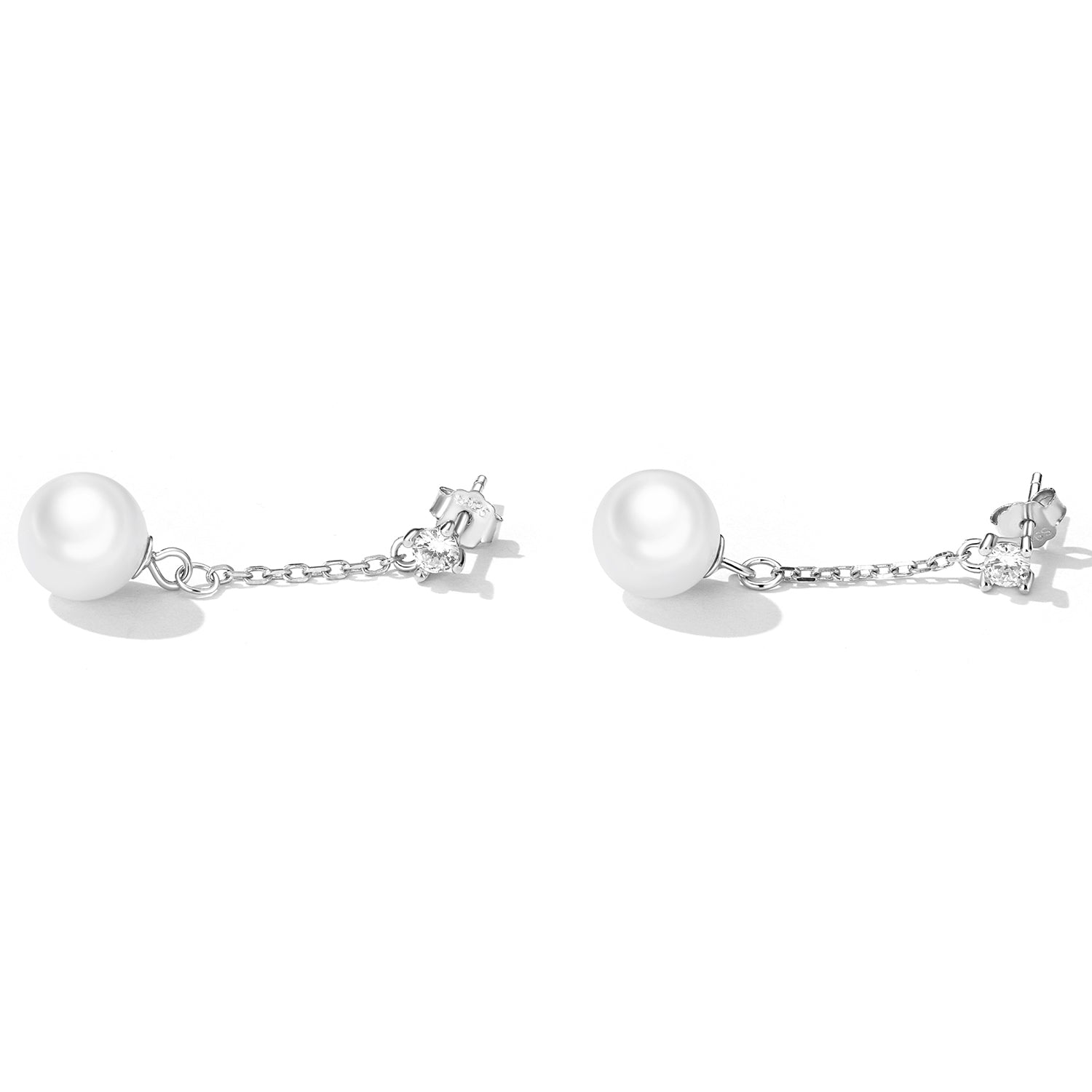 925 Sterling Silver Earrings with Pavé Setting CZ &amp; Quality Shell Pearl  DestGlow