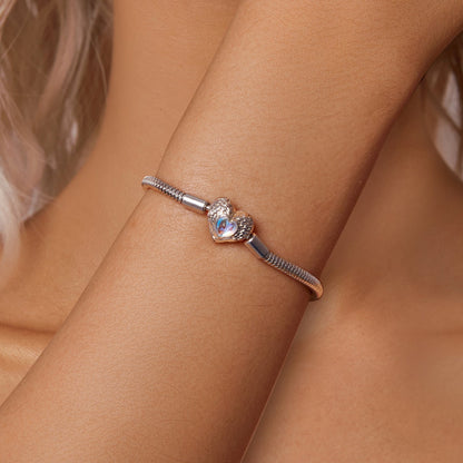 925 Sterling Silver Moonstone Bracelet 17.0 cm with White Gold Plating for Women  DestGlow