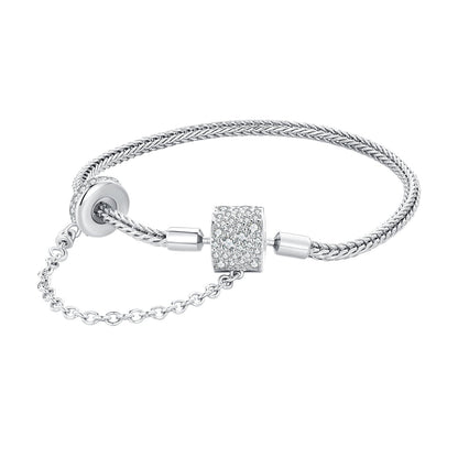 925 Sterling Silver Bracelet 17cm with Pavé Setting CZ for Women  DestGlow