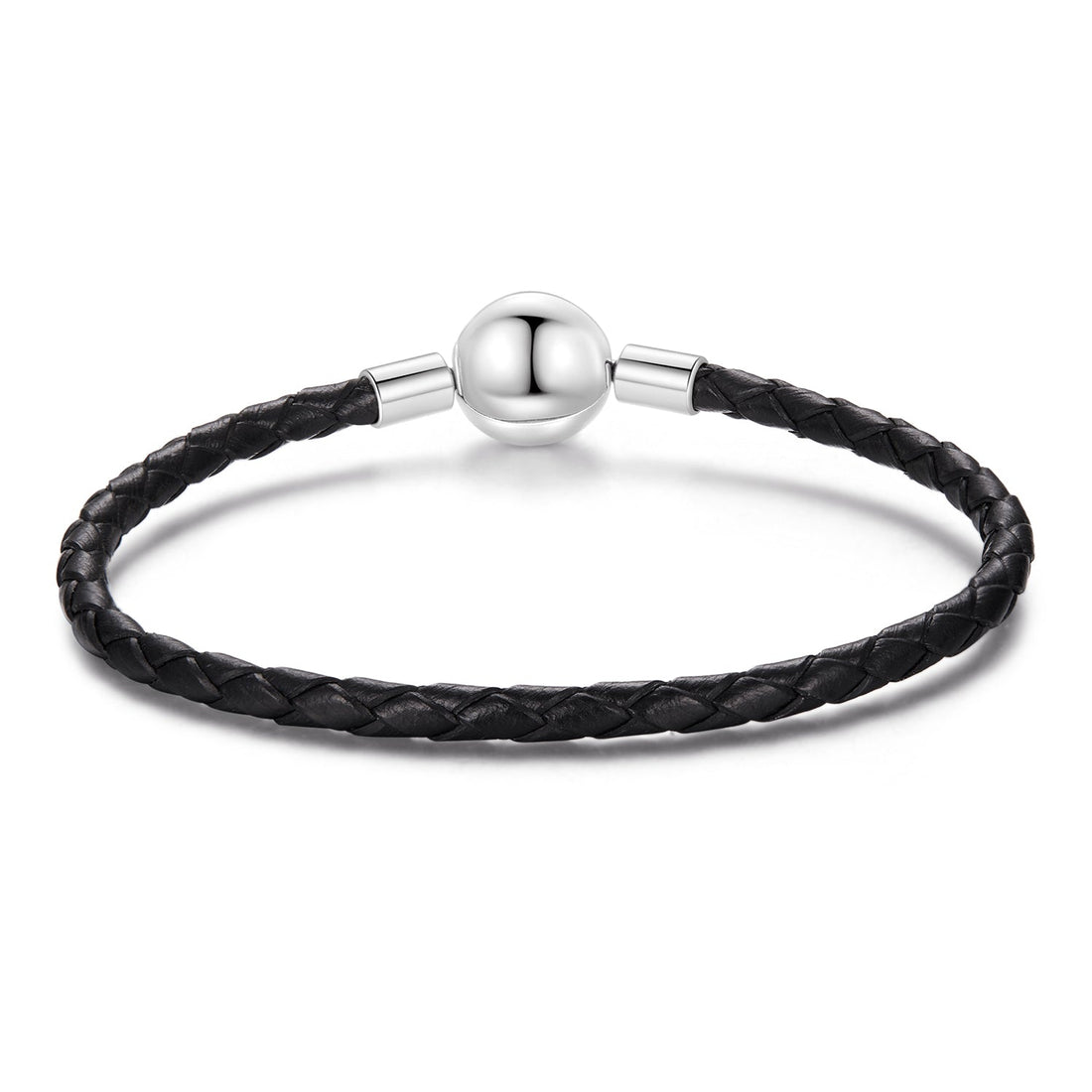 925 Sterling Silver Leather Rope Bracelet 17cm for Men  DestGlow