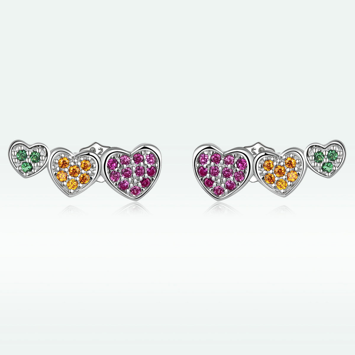 925 Sterling Silver Earrings with Pavé Setting and Plated Platinum, Size: 0.5*1.3cm, Women  DestGlow