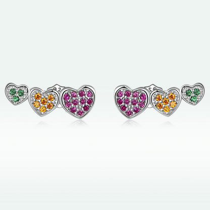 925 Sterling Silver Earrings with Pavé Setting and Plated Platinum, Size: 0.5*1.3cm, Women  DestGlow