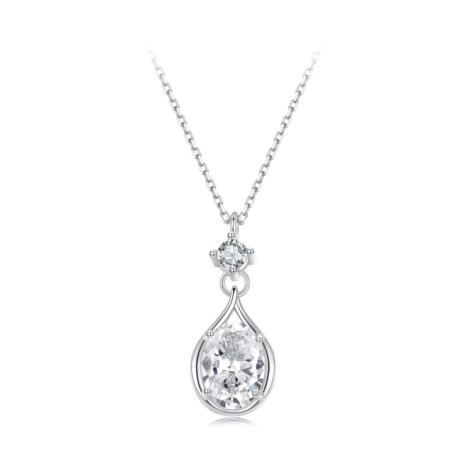 925 Sterling Silver White Gold Plated 40+5cm Necklace with Pavé Setting CZ for Women  DestGlow