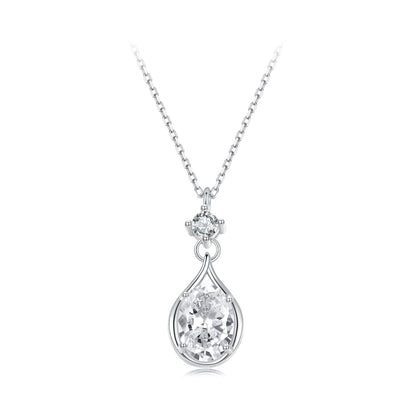 925 Sterling Silver White Gold Plated 40+5cm Necklace with Pavé Setting CZ for Women  DestGlow