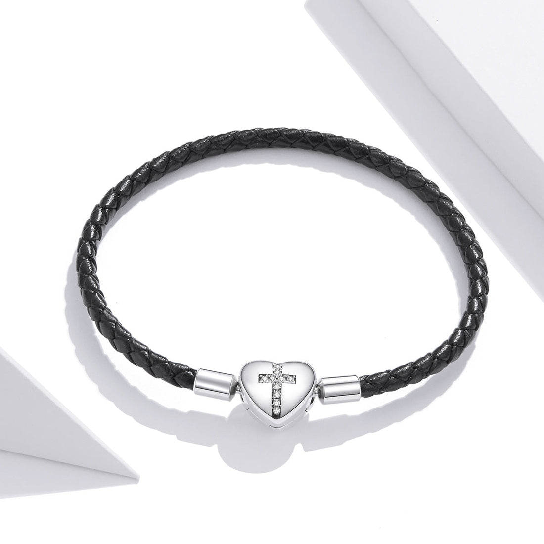 925 Sterling Silver Leather 17cm Bracelet with Oxidized CZ for Women  DestGlow