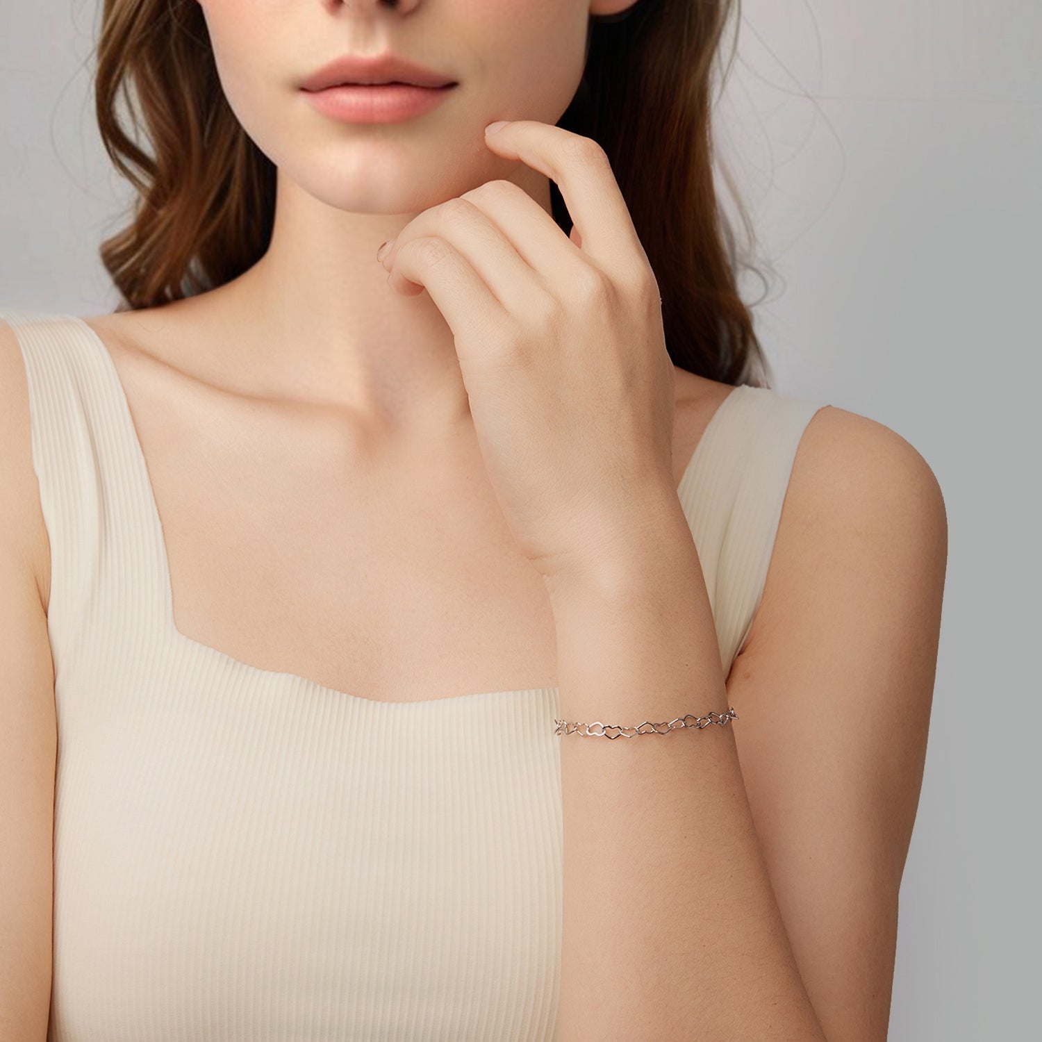 925 Sterling Silver Plated White Gold Adjustable Bracelet for Women  DestGlow