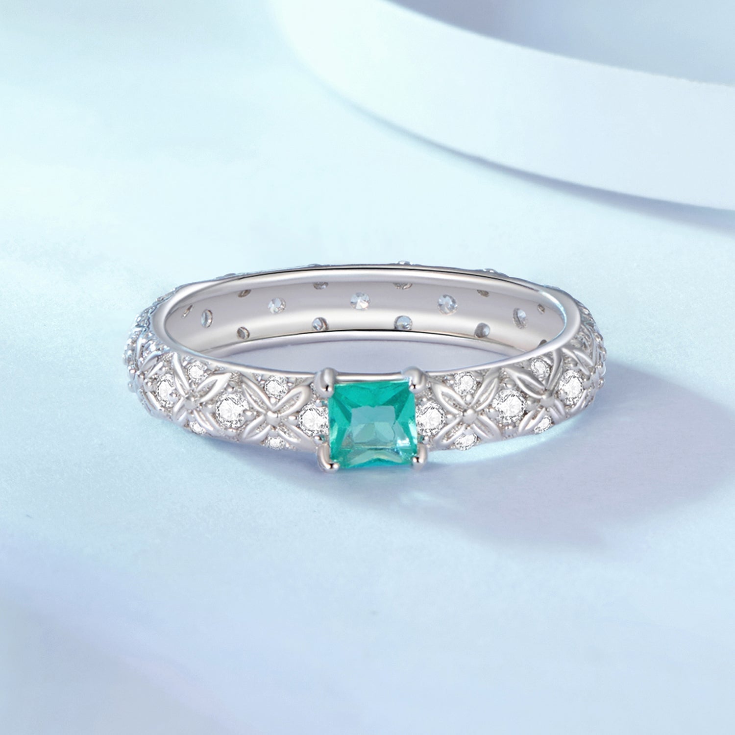 925 Sterling Silver Pavé Set CZ Ring in Size 6 for Women  DestGlow