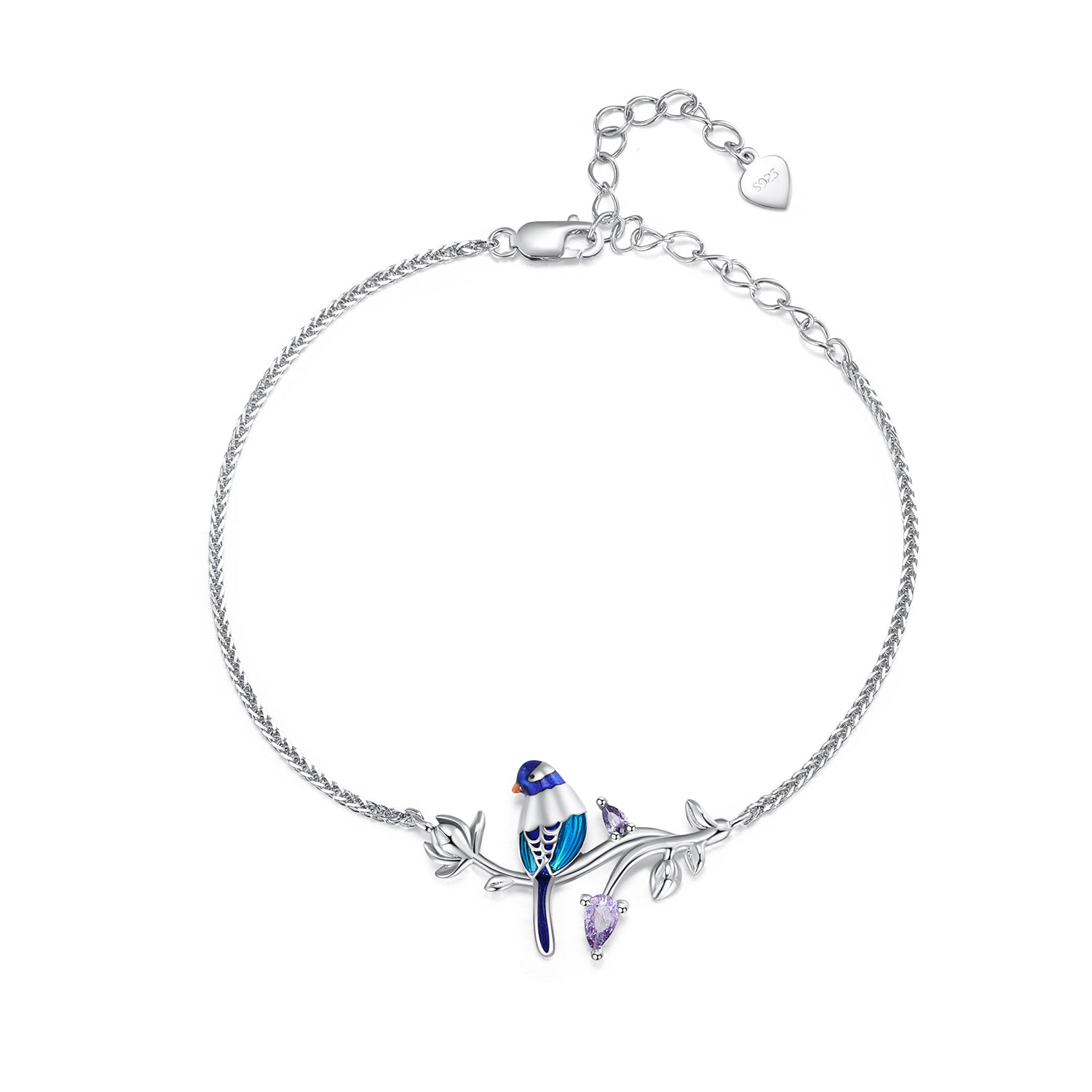 925 Sterling Silver Enamel Bracelet with Pavé Setting CZ  DestGlow