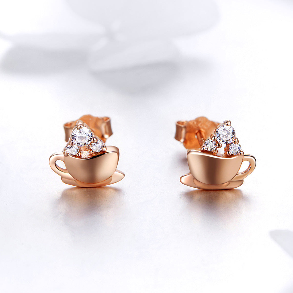 925 Sterling Silver Rose Gold Plated Pavé CZ Earrings for Women  DestGlow