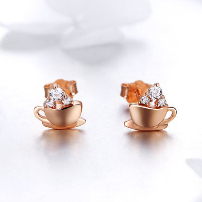 925 Sterling Silver Rose Gold Plated Pavé CZ Earrings for Women  DestGlow
