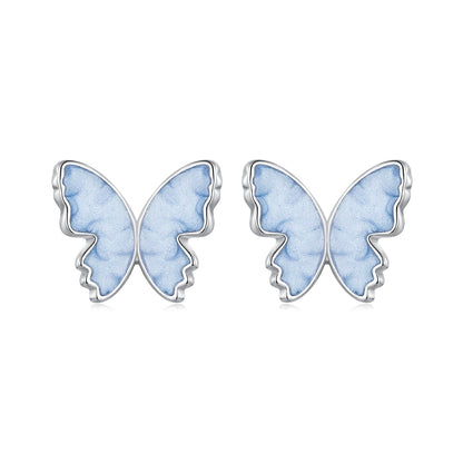 925 Sterling Silver Enamel White Gold Plated Earrings for Women - 1.0x1.2cm  DestGlow