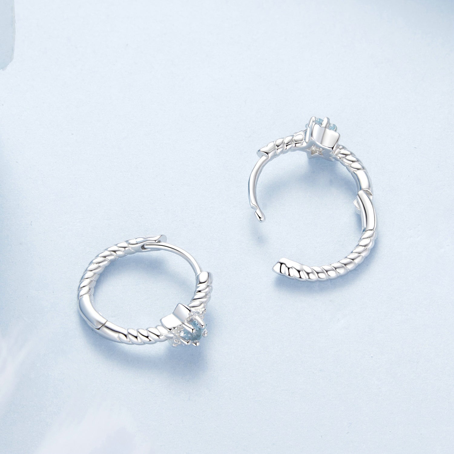 925 Sterling Silver Earrings with CZ and White Gold Plating, 1.3cm for Women  DestGlow