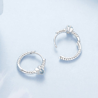 925 Sterling Silver Earrings with CZ and White Gold Plating, 1.3cm for Women  DestGlow