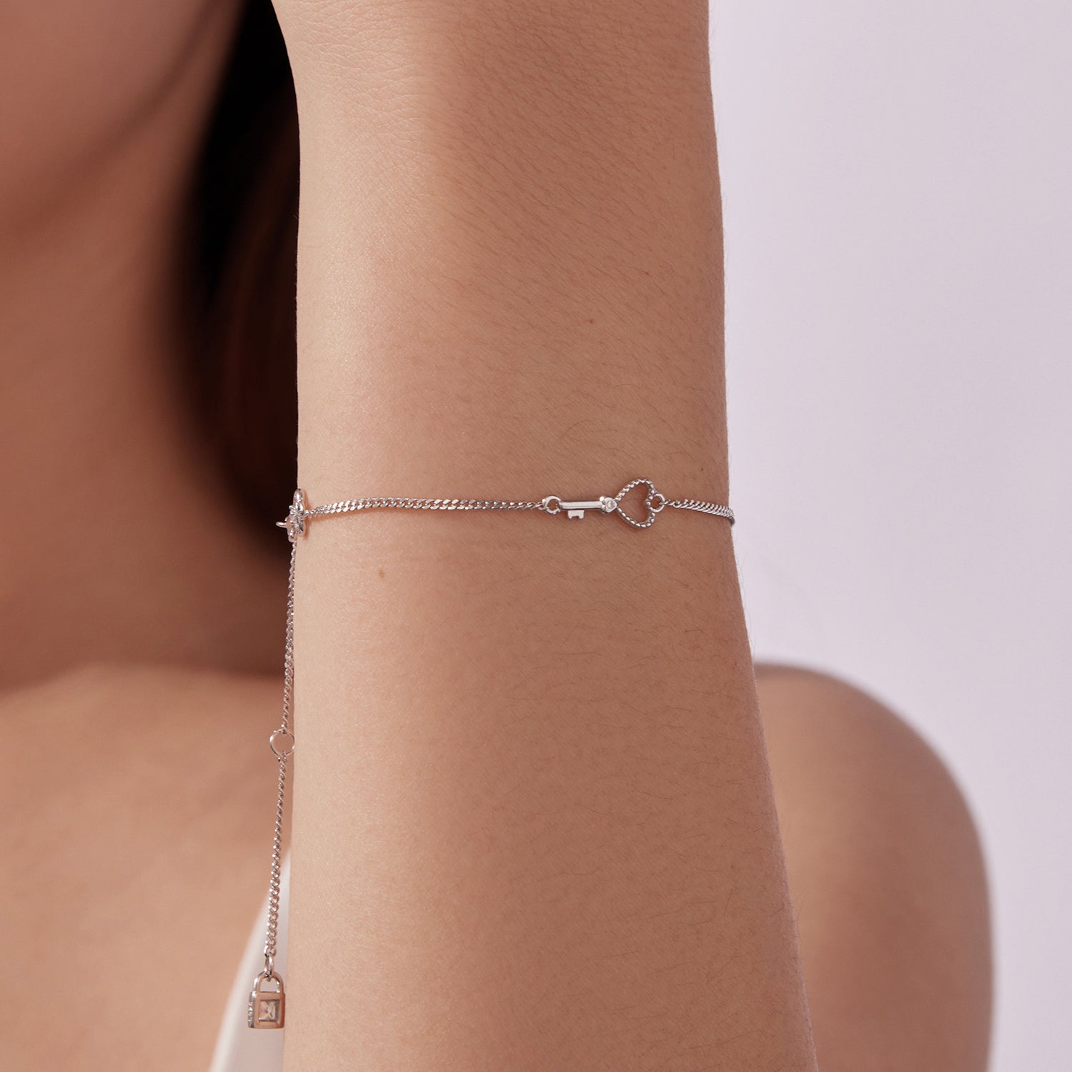 925 Sterling Silver White Gold Plated 21cm Pavé CZ Bracelet for Women  DestGlow