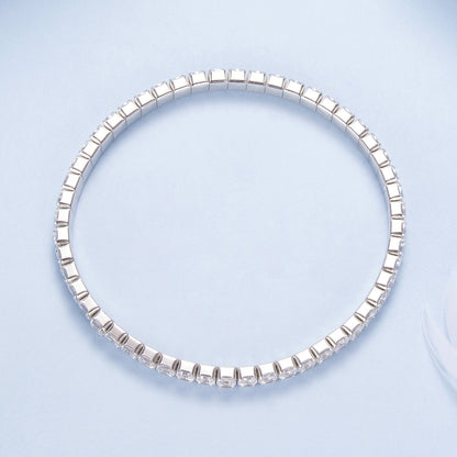 925 Sterling Silver White Gold Plated 16cm Stretchable CZ Bracelet for Women  DestGlow