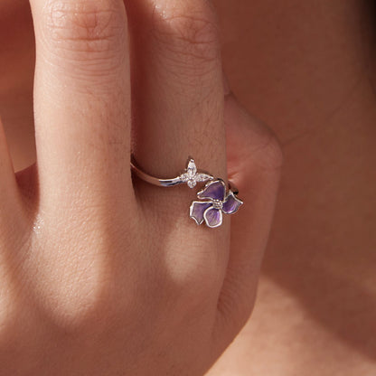 925 Sterling Silver Enamel Flower Ring for Women  DestGlow