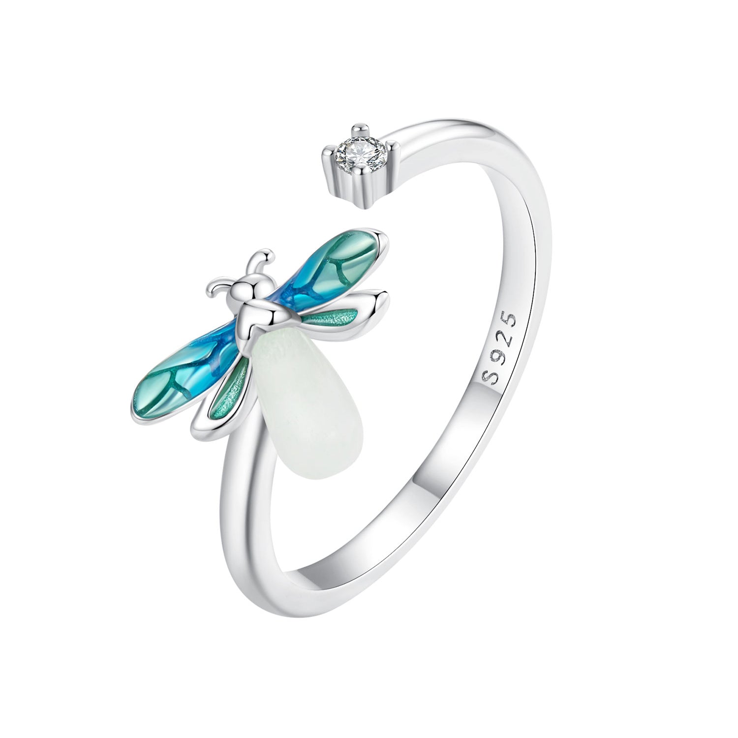 925 Sterling Silver White Gold Plated Enamel Pavé Setting CZ Ring  DestGlow