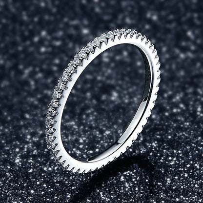 925 Sterling Silver Platinum Plated CZ Pavé Setting Ring Size 5.0 for Women by Bids.com