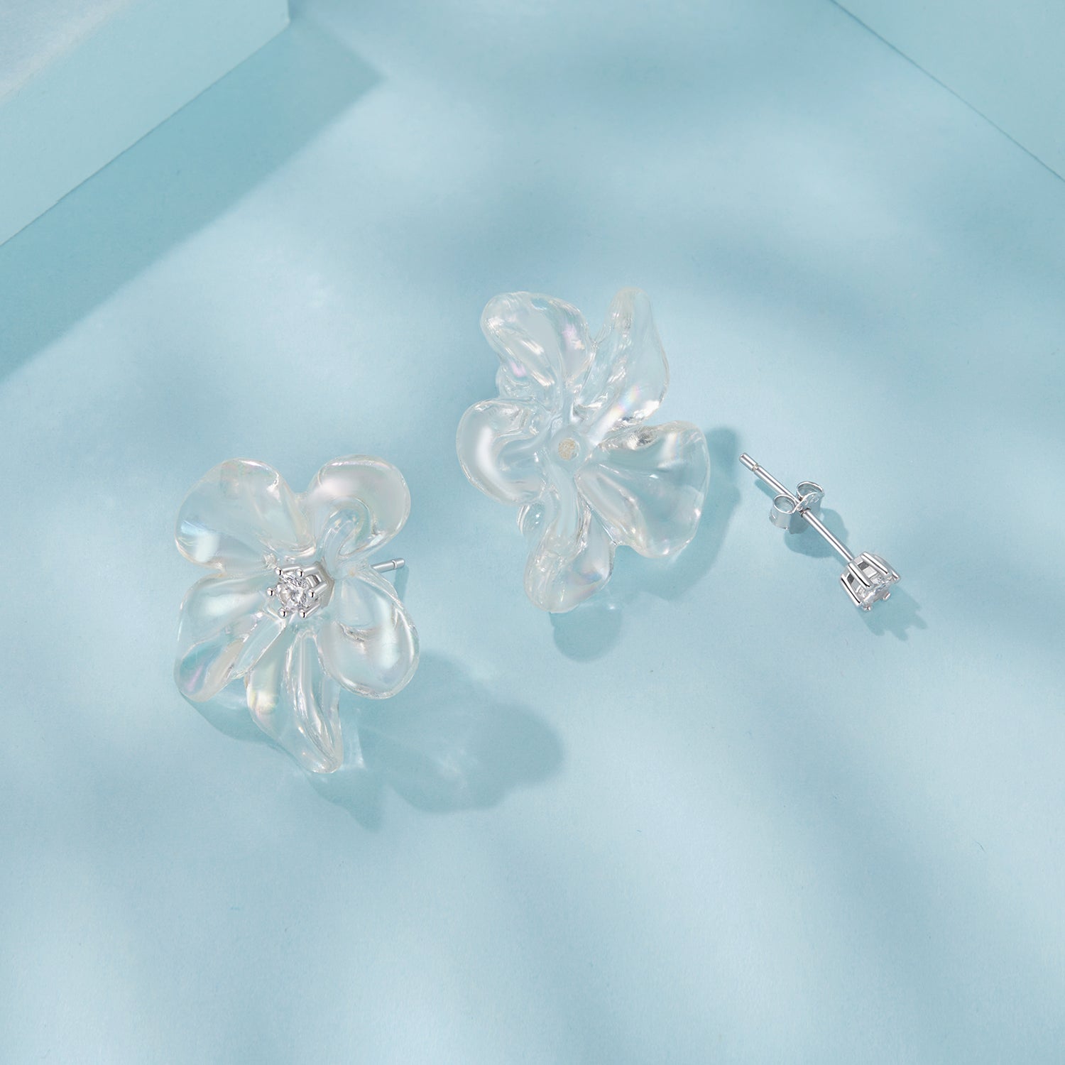 925 Sterling Silver Earrings with Pavé Setting CZ and Resin, 2.5x2.1cm for Women  DestGlow