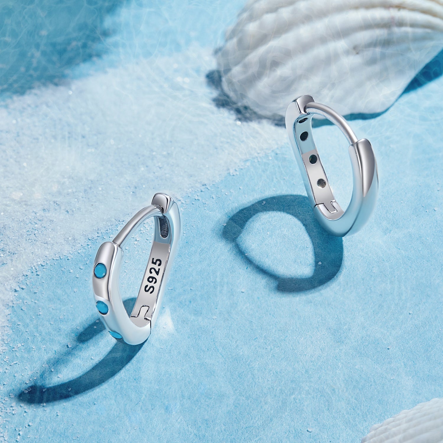 925 Sterling Silver Earrings with Synthetic Turquoise, Oxidized Finish, Size 12*2mm, Women  DestGlow