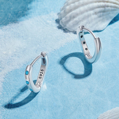 925 Sterling Silver Earrings with Synthetic Turquoise, Oxidized Finish, Size 12*2mm, Women  DestGlow