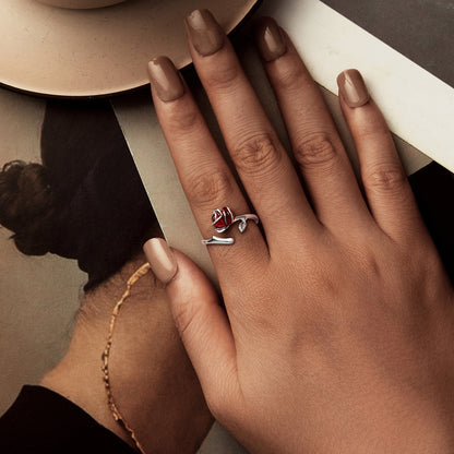925 Sterling Silver Ring with White Gold Plating, Enamel, Width 0.16cm, Style E for Women  DestGlow