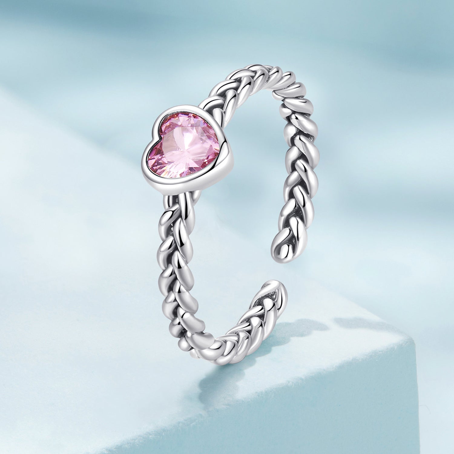 925 Sterling Silver Love CZ Ring for Women by Bids.com
