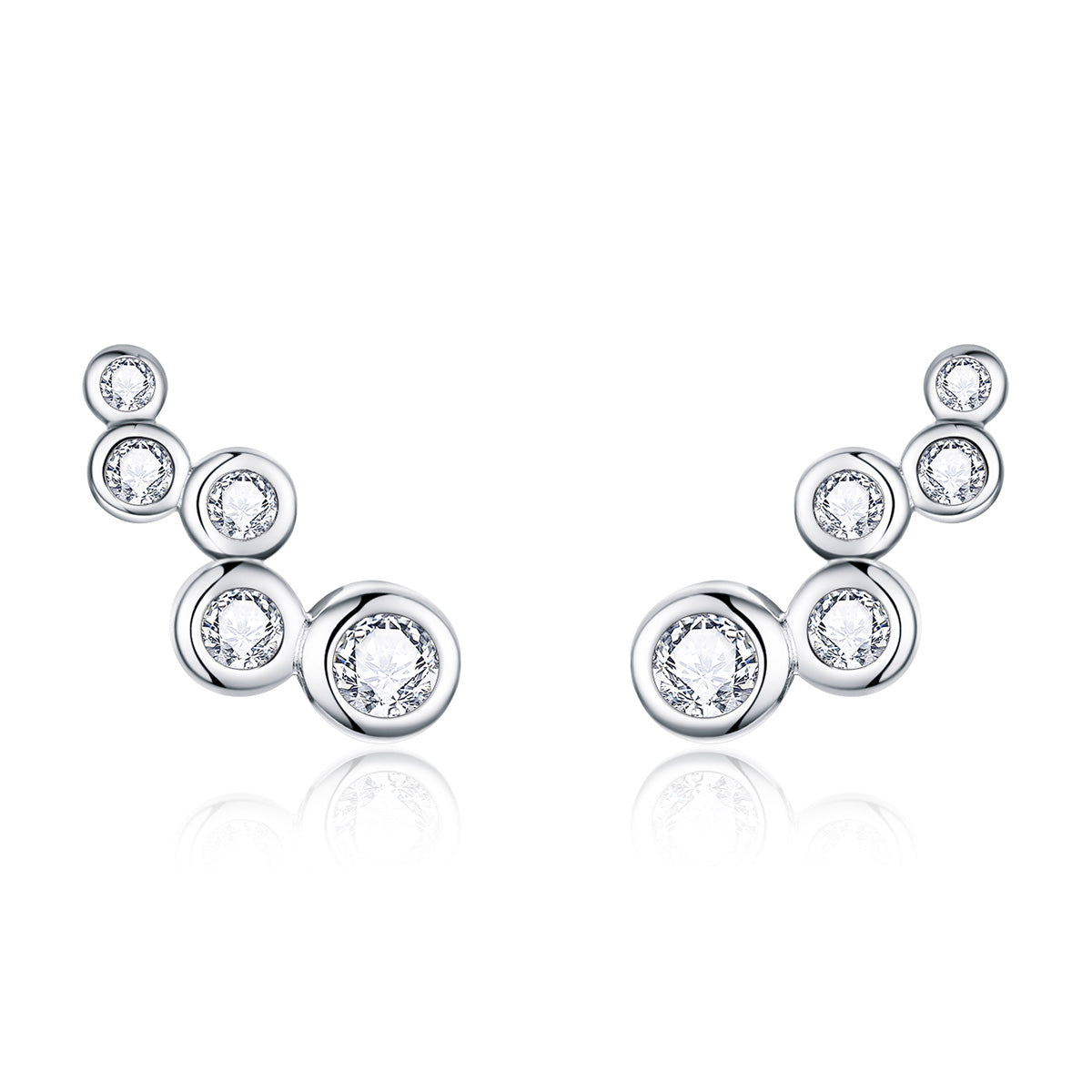 925 Sterling Silver Earrings with Pavé Setting CZ, 0.5x1.2 cm for Women  DestGlow