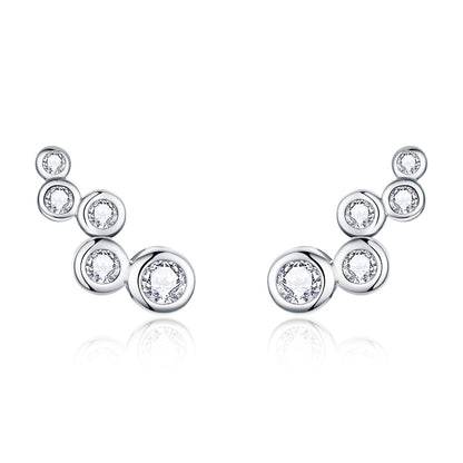 925 Sterling Silver Earrings with Pavé Setting CZ, 0.5x1.2 cm for Women  DestGlow