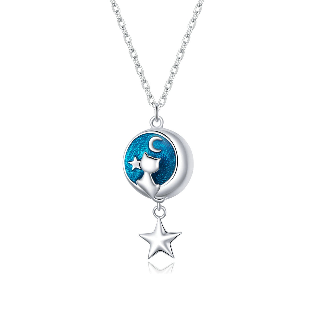 925 Sterling Silver 40+3cm Platinum Plated Enamel Necklace for Women  DestGlow