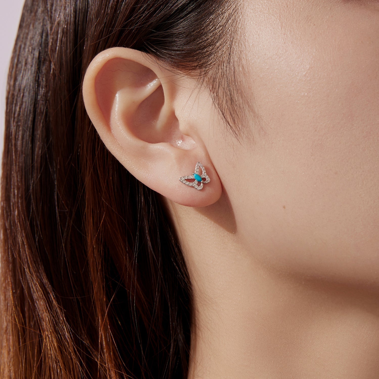 925 Sterling Silver White Gold Plated Earrings with Synthetic Turquoise and CZ  DestGlow