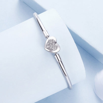 925 Sterling Silver White Gold Plated CZ Bracelet for Women - Size 17.0  DestGlow