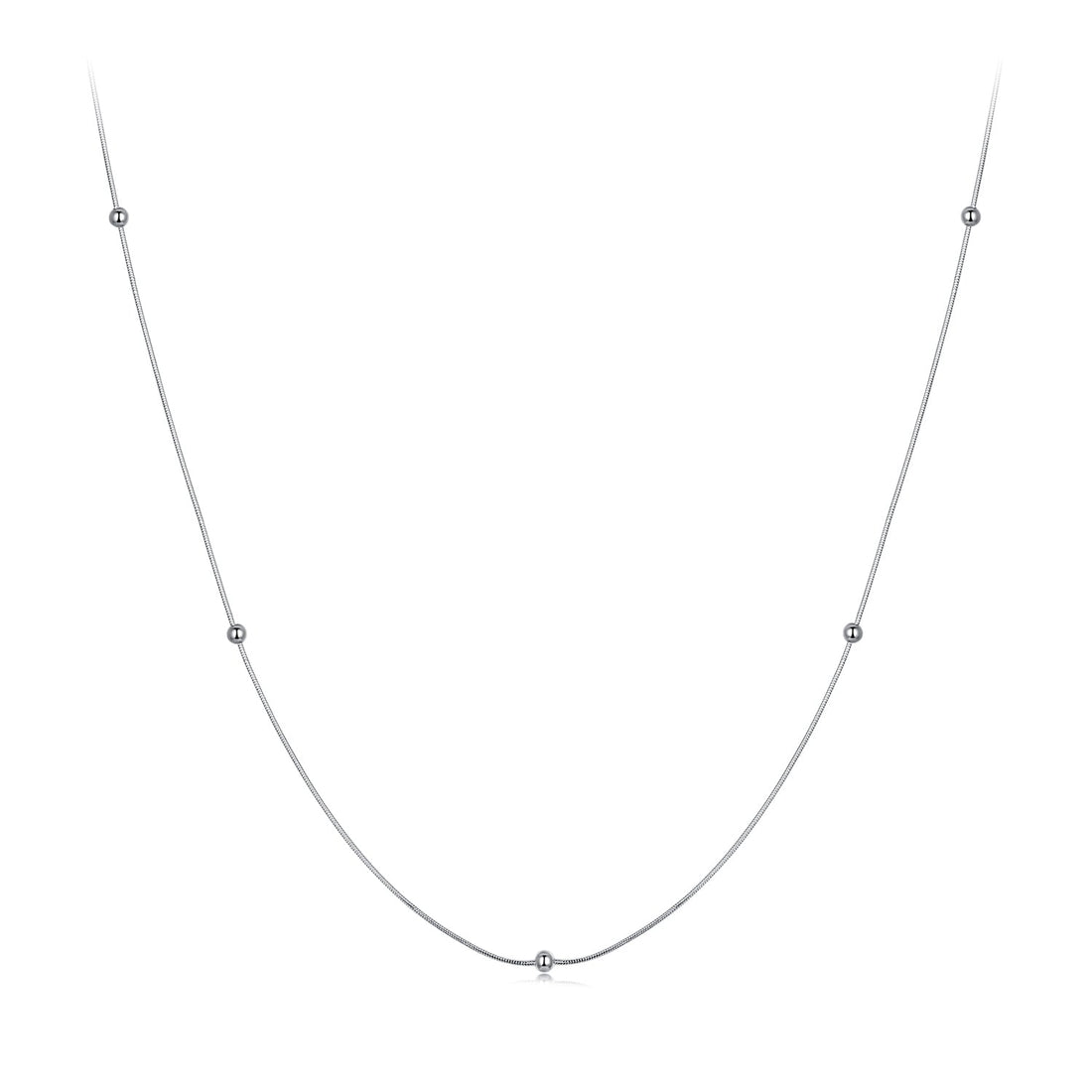 925 Sterling Silver Necklace with White Gold Plating, Length 40+5cm, Chain Thickness 0.08cm, for Women  DestGlow