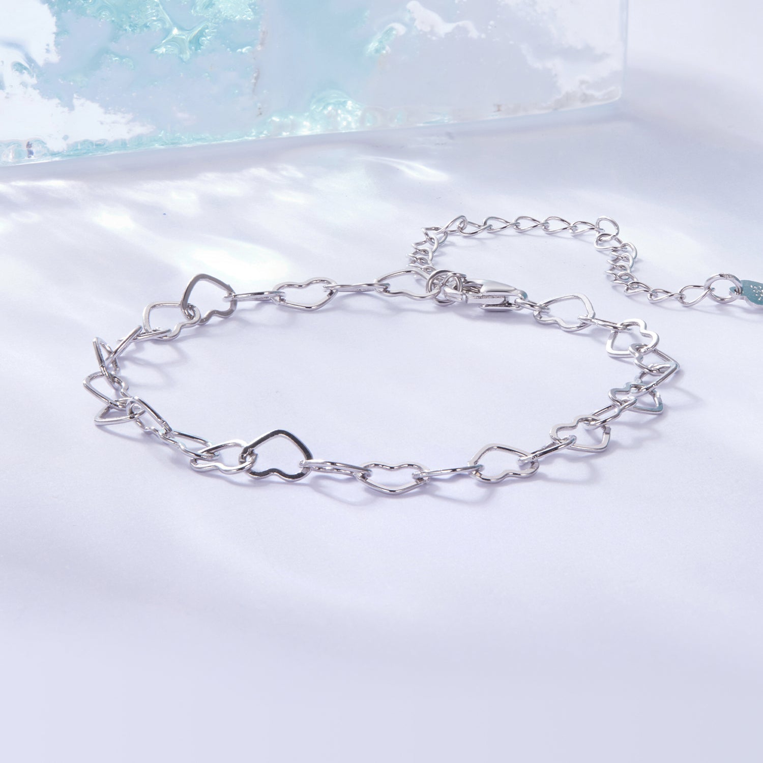 925 Sterling Silver Plated White Gold Adjustable Bracelet for Women  DestGlow
