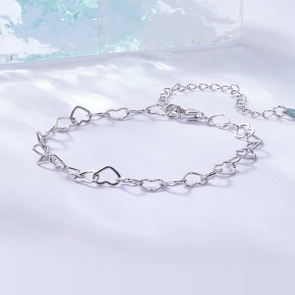 925 Sterling Silver Plated White Gold Adjustable Bracelet for Women  DestGlow