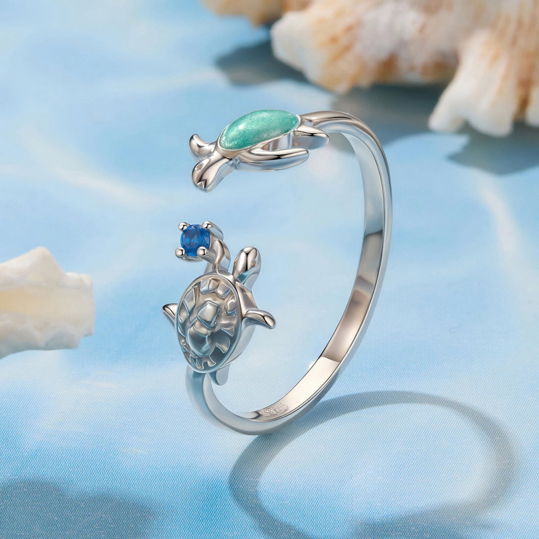 925 Sterling Silver Enamel White Gold Plated Ring for Women  DestGlow