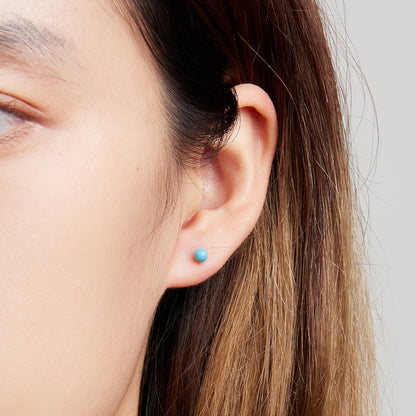 925 Sterling Silver Turquoise Earrings 0.4cm for Women  DestGlow