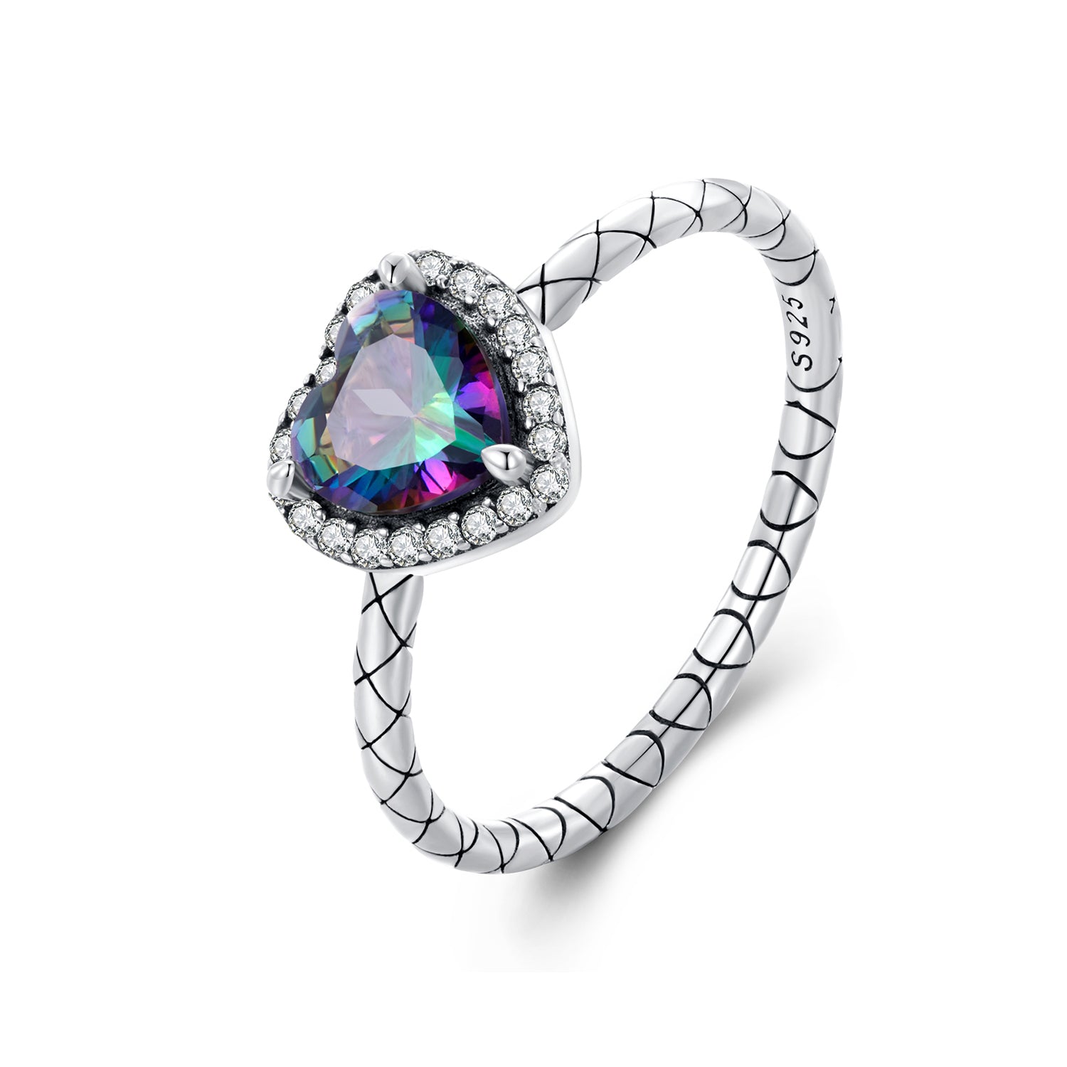 925 Sterling Silver Heart 8mm CZ Ring Size 6 for Women  DestGlow