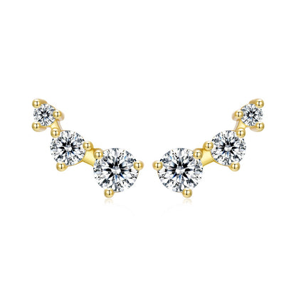 925 Sterling Silver Earrings with Pavé Setting CZ | Size 0.6*1.45cm for Women
