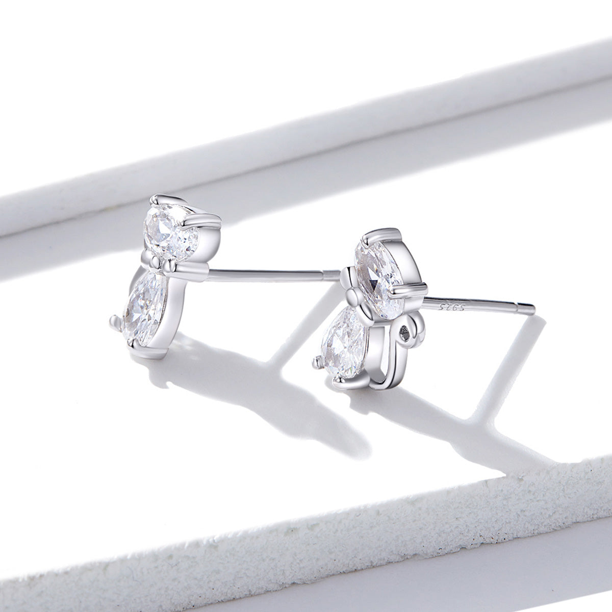 925 Sterling Silver Plated Platinum Earrings with Pavé Setting CZ for Women  DestGlow