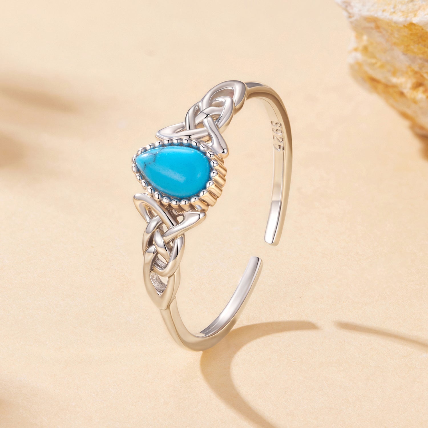 925 Sterling Silver Synthetic Turquoise Ring for Women  DestGlow