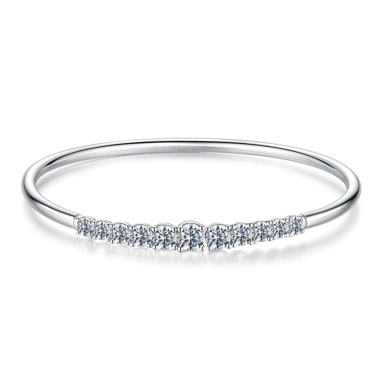 925 Sterling Silver &amp; Moissanite White Gold Plated Bracelet with 0.5cm Moissanite for Women