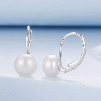 925 Sterling Silver White Gold Plated Freshwater Pearl Earrings for Women  DestGlow