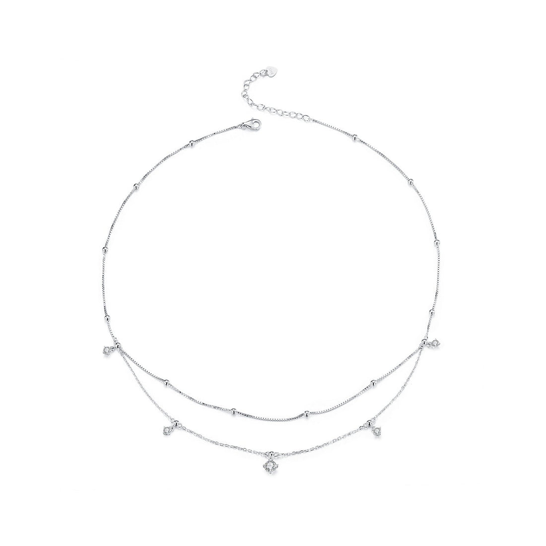 925 Sterling Silver Plated White Gold Moissanite Necklace 400+50mm for Women  DestGlow