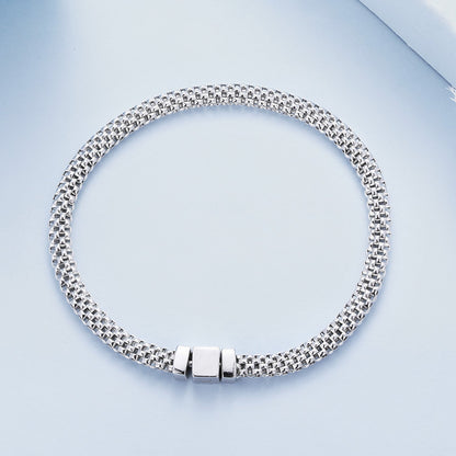 925 Sterling Silver Plated Platinum 17.0 Size Bracelet for Women  DestGlow