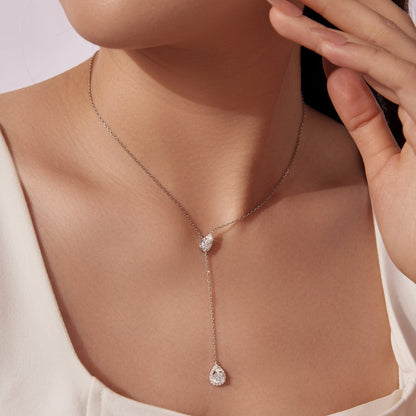 925 Sterling Silver Moissanite Necklace with 3 Stone Sizes for Women  DestGlow