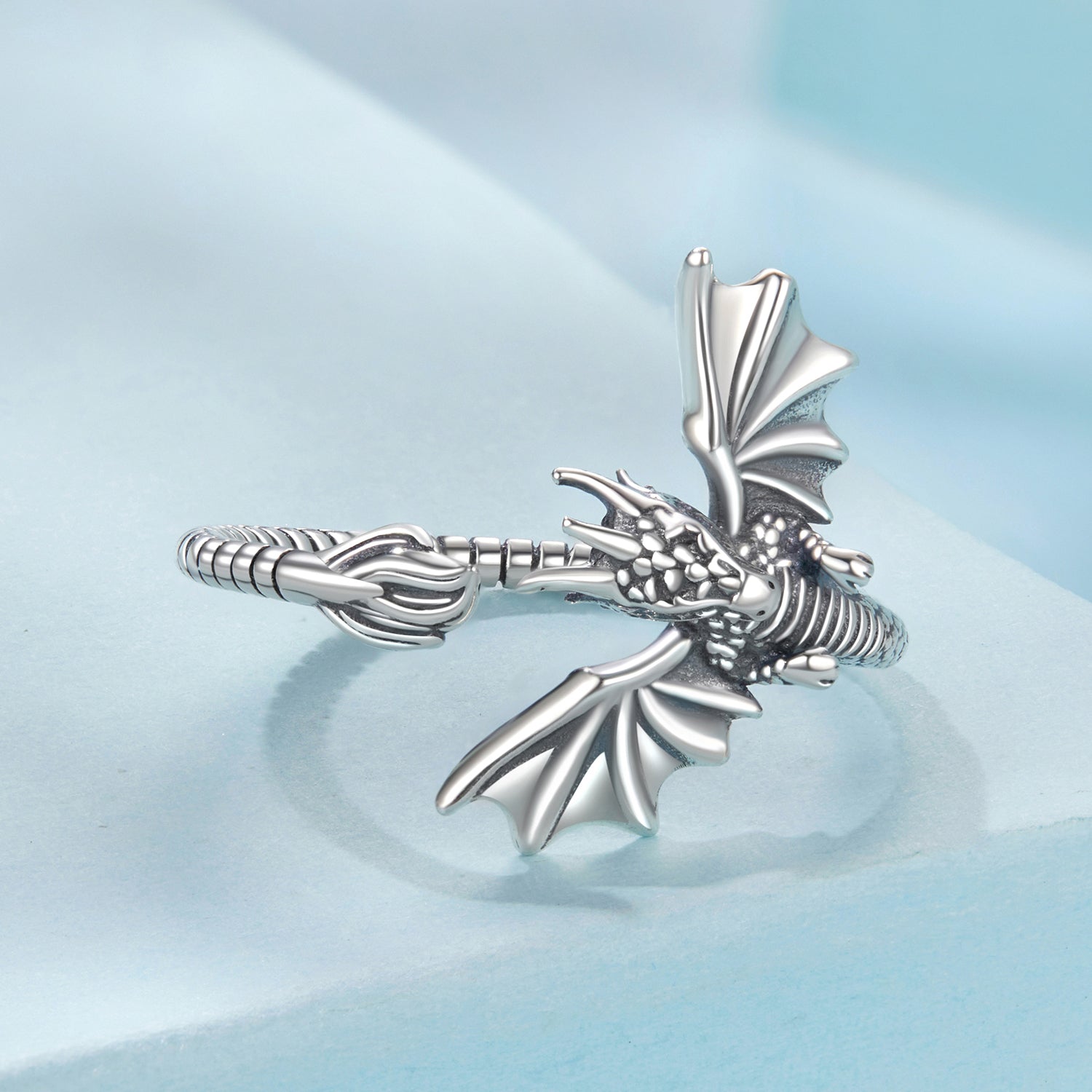 925 Sterling Silver Oxidized Dragon Ring  DestGlow